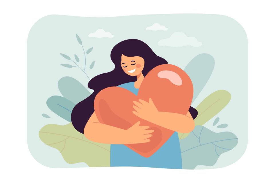 Woman hugging heart