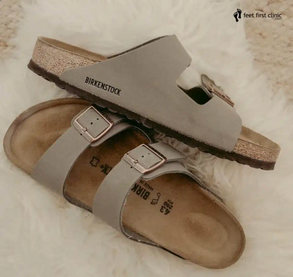 Birkenstocks an example of wearing indoor shoes at home