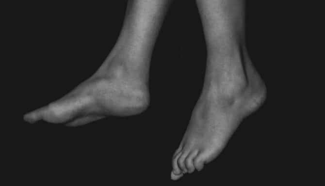 A closeup of a persons feet