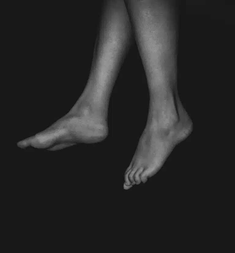 A closeup of a persons feet