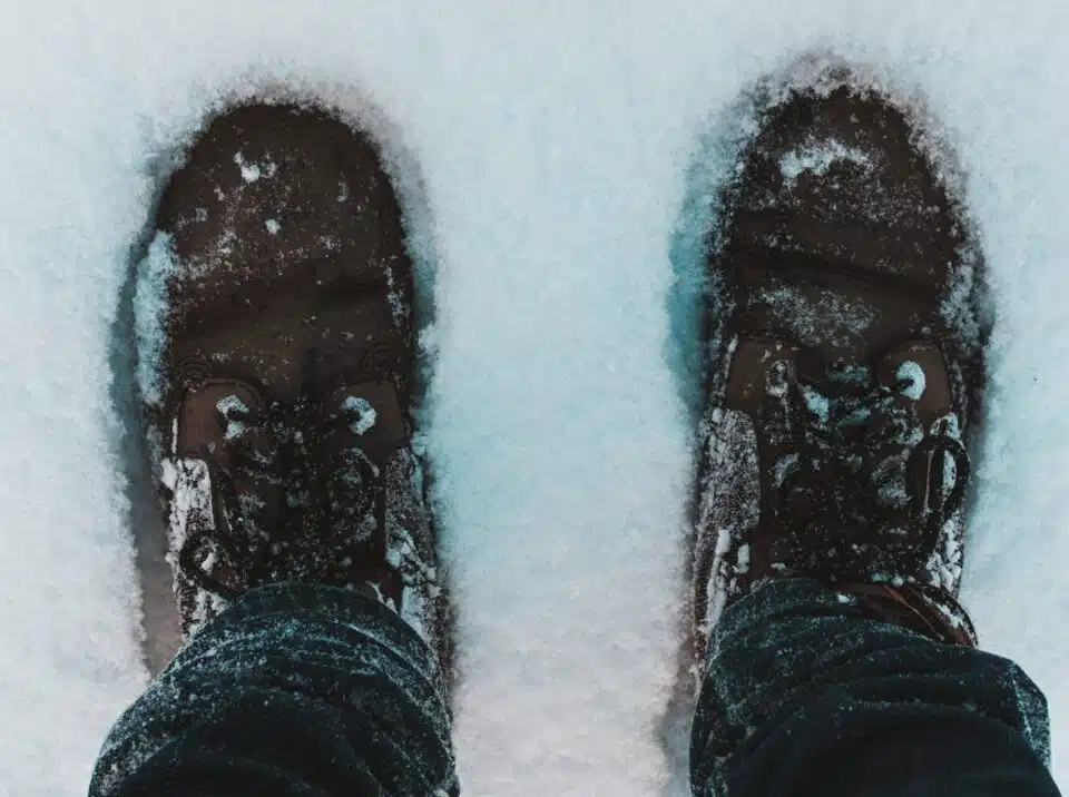 Winter footwear in snowy conditions