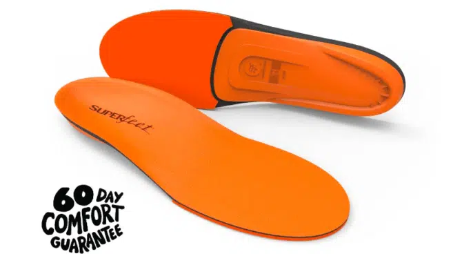 Superfeet orange insoles for high impact activity
