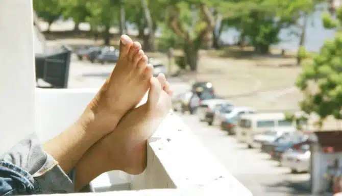 Person with their feet out in the sun