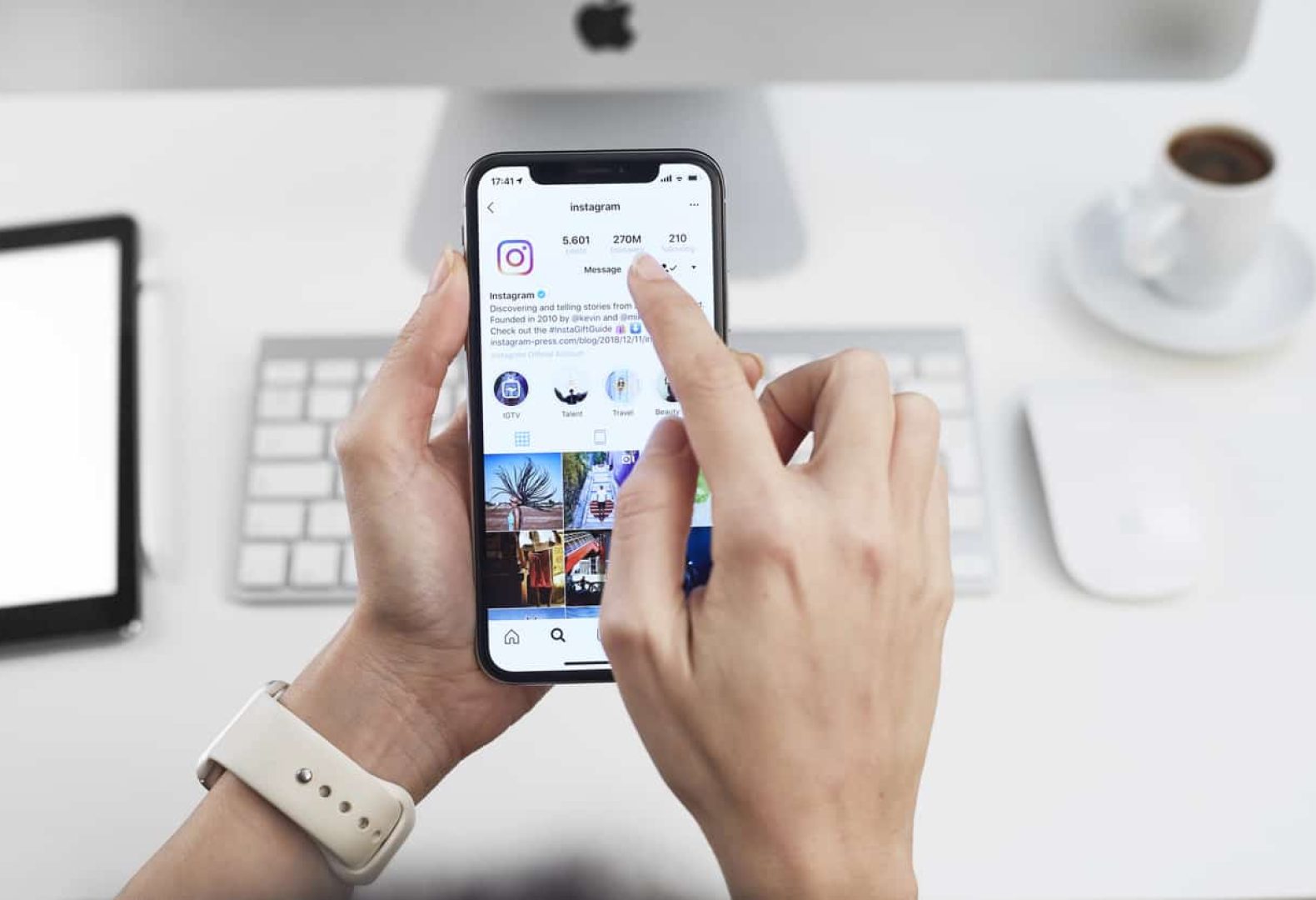 Istanbul, Turkey - December 15, 2018: Person holding a brand new Apple iPhone X with Instagram profile on the screen. Instagram is an online mobile social networking service, launched in October 2010.