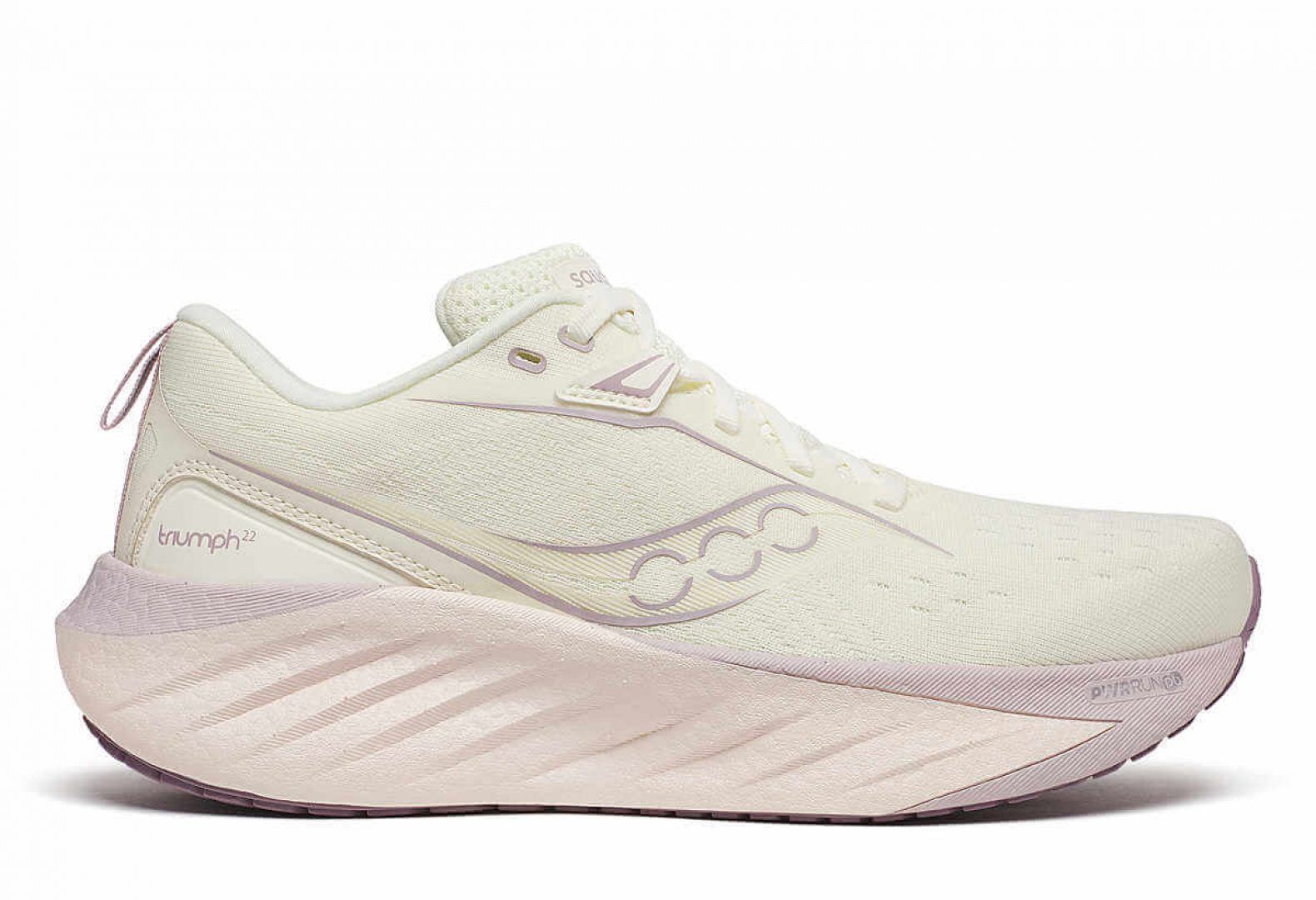 saucony triumph 22 shoe in light pink and white