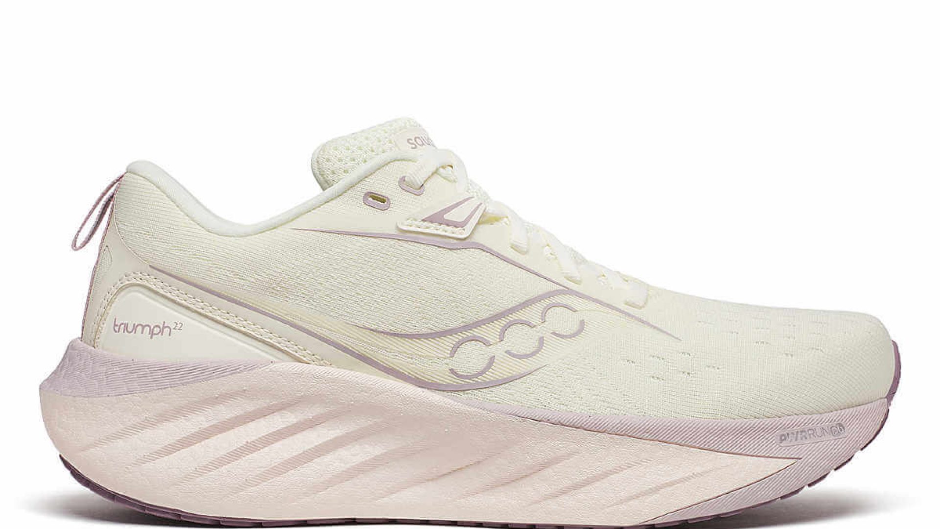 saucony triumph 22 shoe in light pink and white